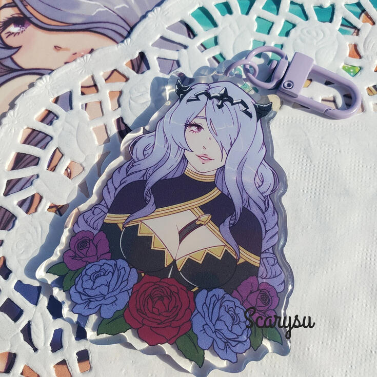 Fire Emblem Camilla Keychain Keychain depicting a bust up detailed camilla from fire emblem fates
